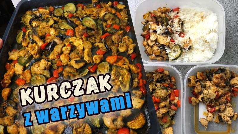 mega KURCZAK z warzywami z piekarnika - grillowany bakłażan, cukinia- 4 porcje